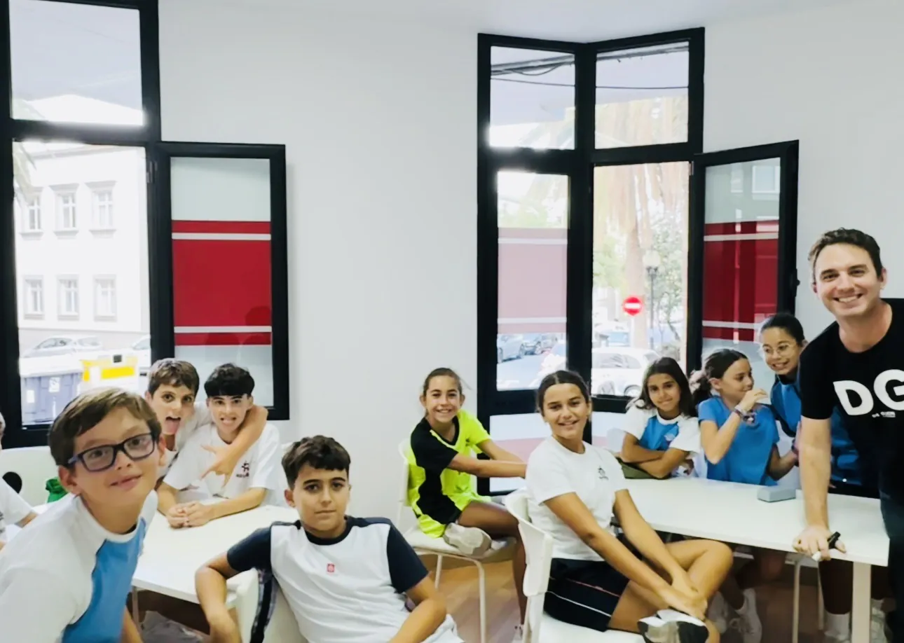 Large group of pupils in the classroom